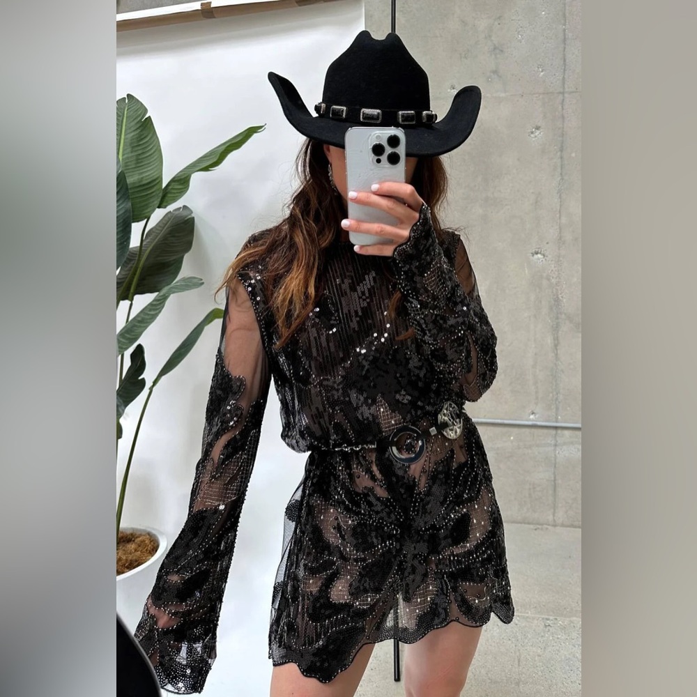 12th tribe amber nights black beaded dress